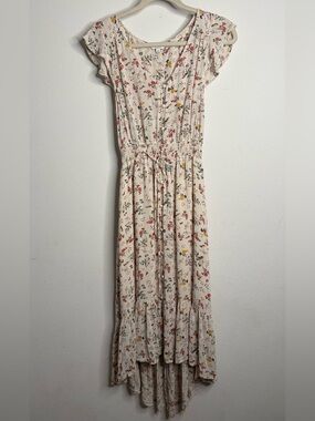 Lucky Brand Cream Maxi Dress with Red & Yellow Floral Print